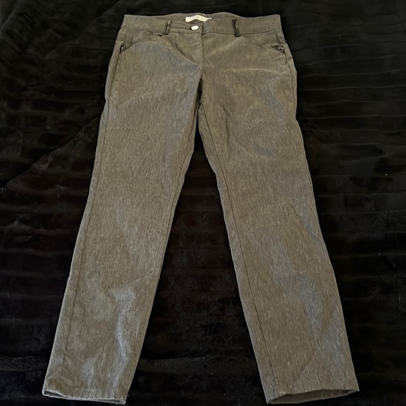 Charcoal Grey stretch skinny pant 8 skinny chino leggings leather trim Prophecy - Picture 1 of 11